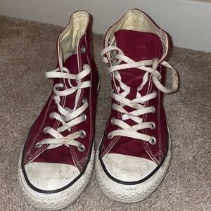 maroon high top converse